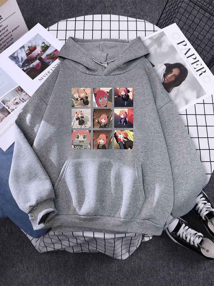 

Spy X Family Cute Anya Nine Grid Women Hooded Sports Simple Pullovers Trend Creativity Sweatershirts Hooded Loose Outerwear