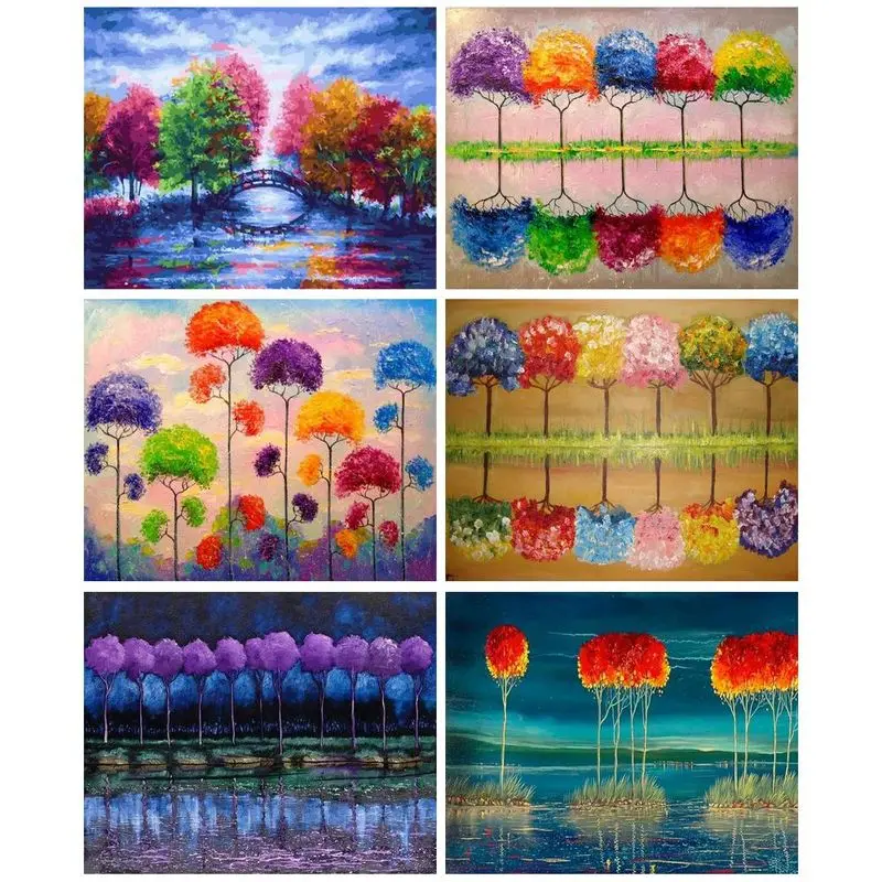 

GATYZTORY Oil Painting By Number Color Tree Landscape Kits Home Decor Picture By Number Drawing On Canvas Handpainted Art Diy Gi