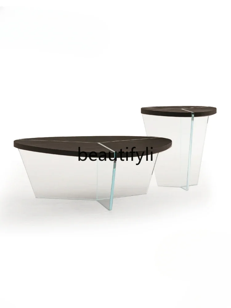 Размер комбинированный кофейный столик подвесной стеклянный ореховый массив