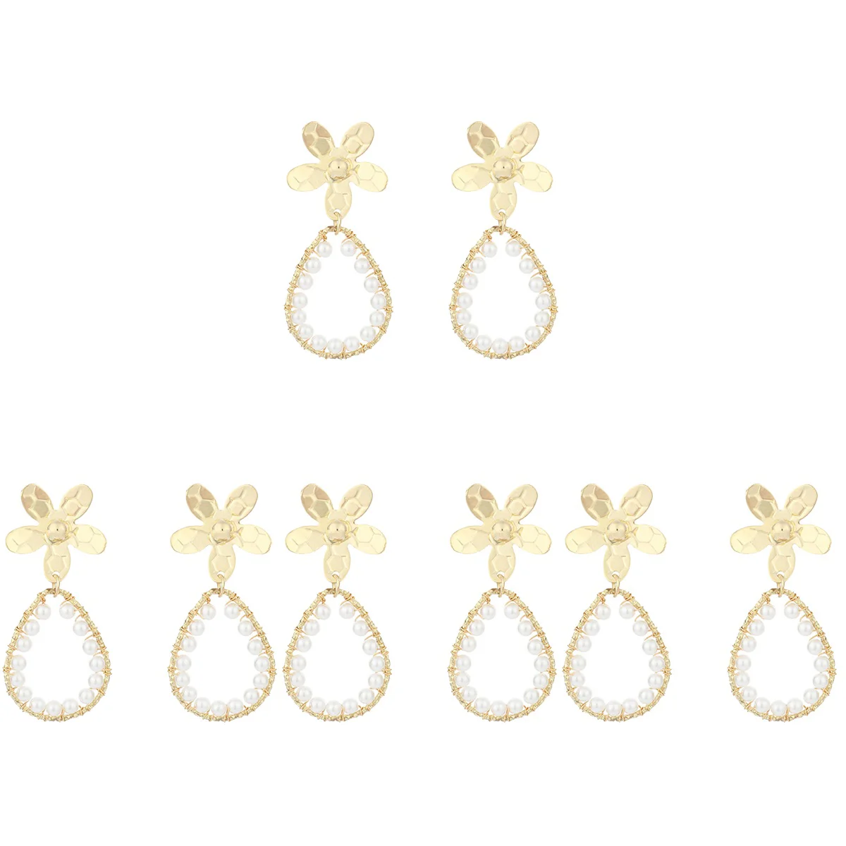 

4 Pairs Drop Earrings Flower Earrings Pearl Earrings Jewelries