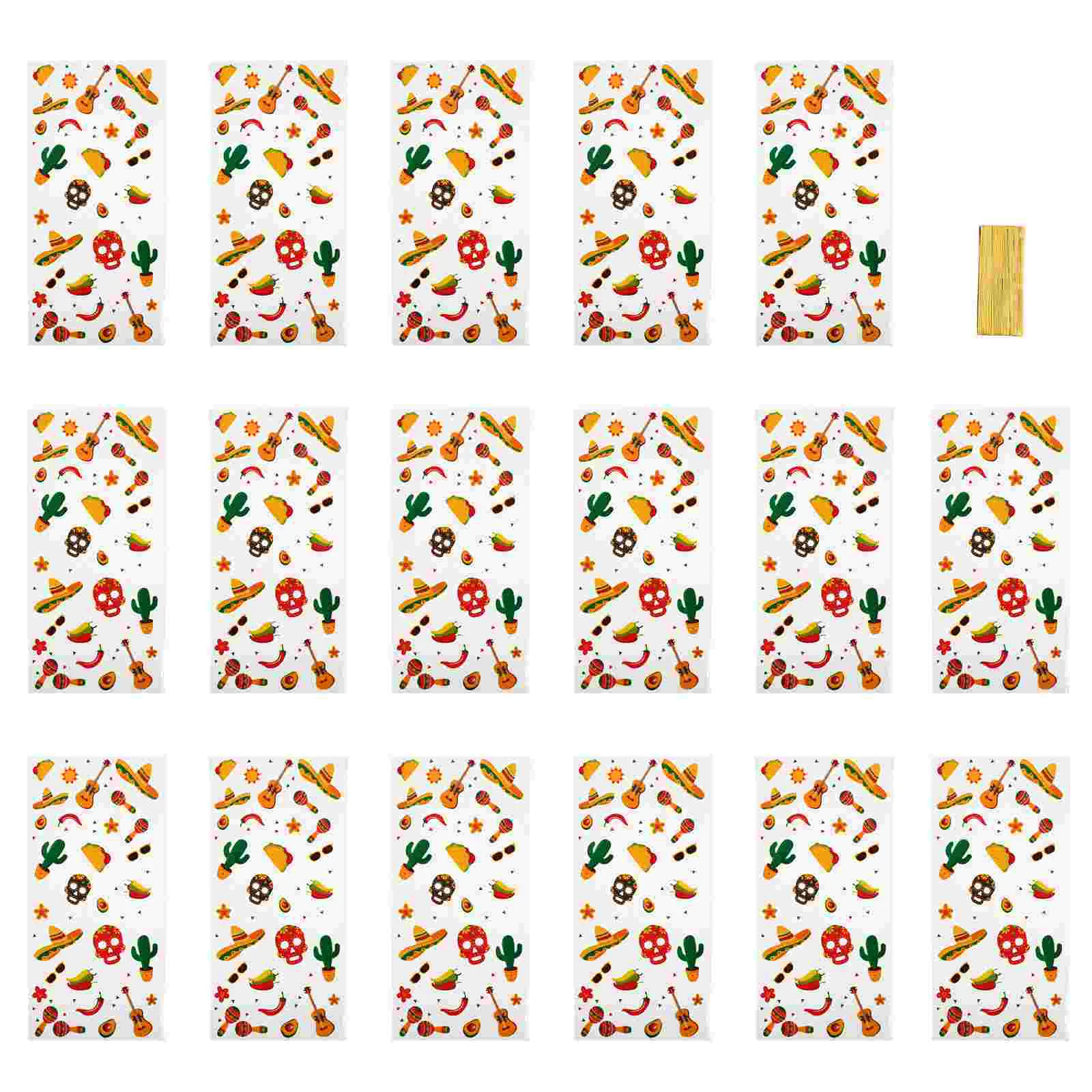 

Bag Party Bags Carnival Cookie Mexican Treat Candy Goodie Cellophane Pouch Fiesta Theme Gift Favors Decoration Clear Favor
