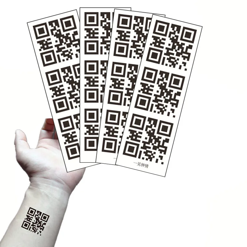 Черная водостойкая Временная наклейка с QR-кодом 3 шт. имитация татуировки крутой
