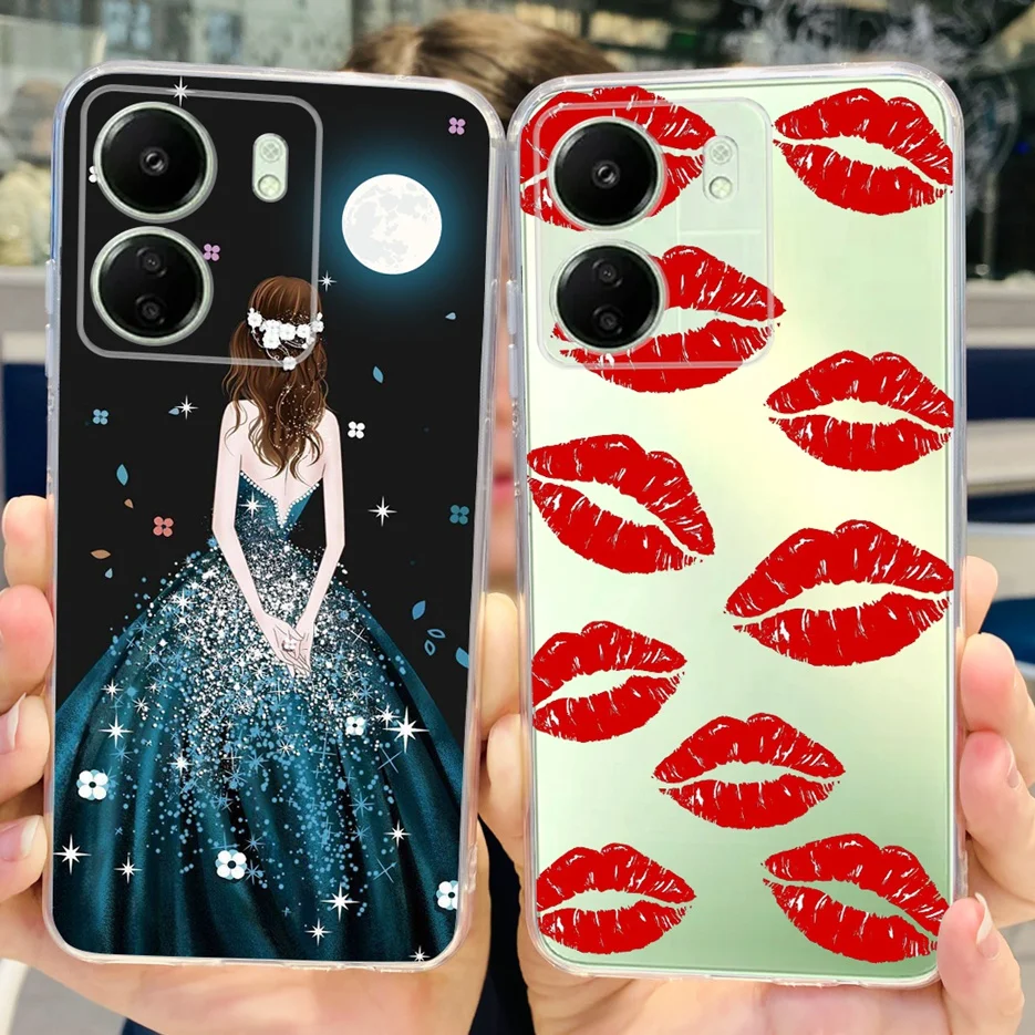 Чехол для Xiaomi Redmi 13C 4G чехол с рисунком милого кота прозрачный силиконовый мягкий