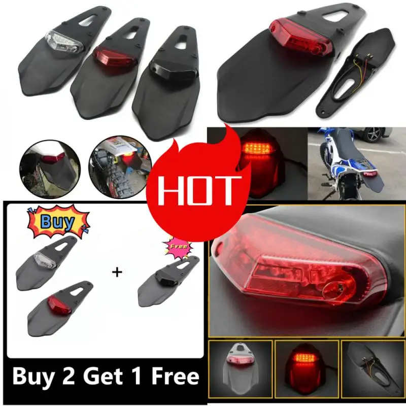 

3PCS Motorcycle Tail LED Light Rear Fender Dirt Bike 12V Taillight Brake Stop License Plate Lamp For Trail Supermoto Motocross
