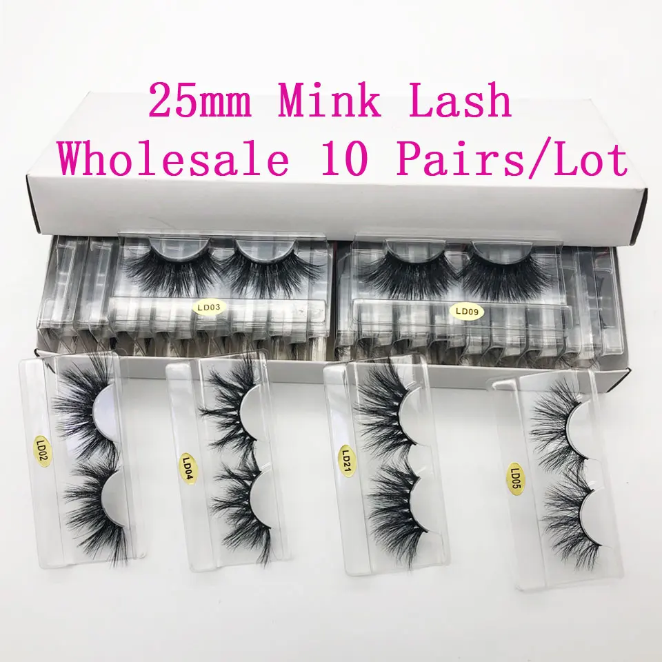 

Wholesale 10 Pairs Eyelashes 3D Mink Lashes Handmade Fluffy Dramatic 25mm mink Eyelash Cruelty Free False Eyelashes Makeup Lash