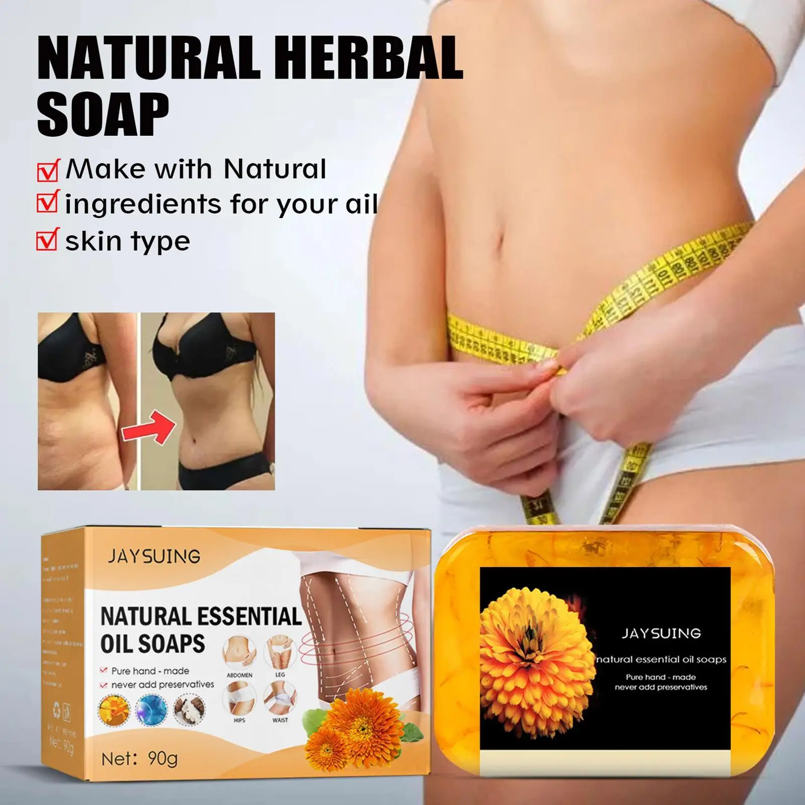 

110g Anti Cellulite Firming Soap Fat Burning Slimming Weight Loss Extra Firm Soap Calendula Flower Essential Oil Handmade Soap