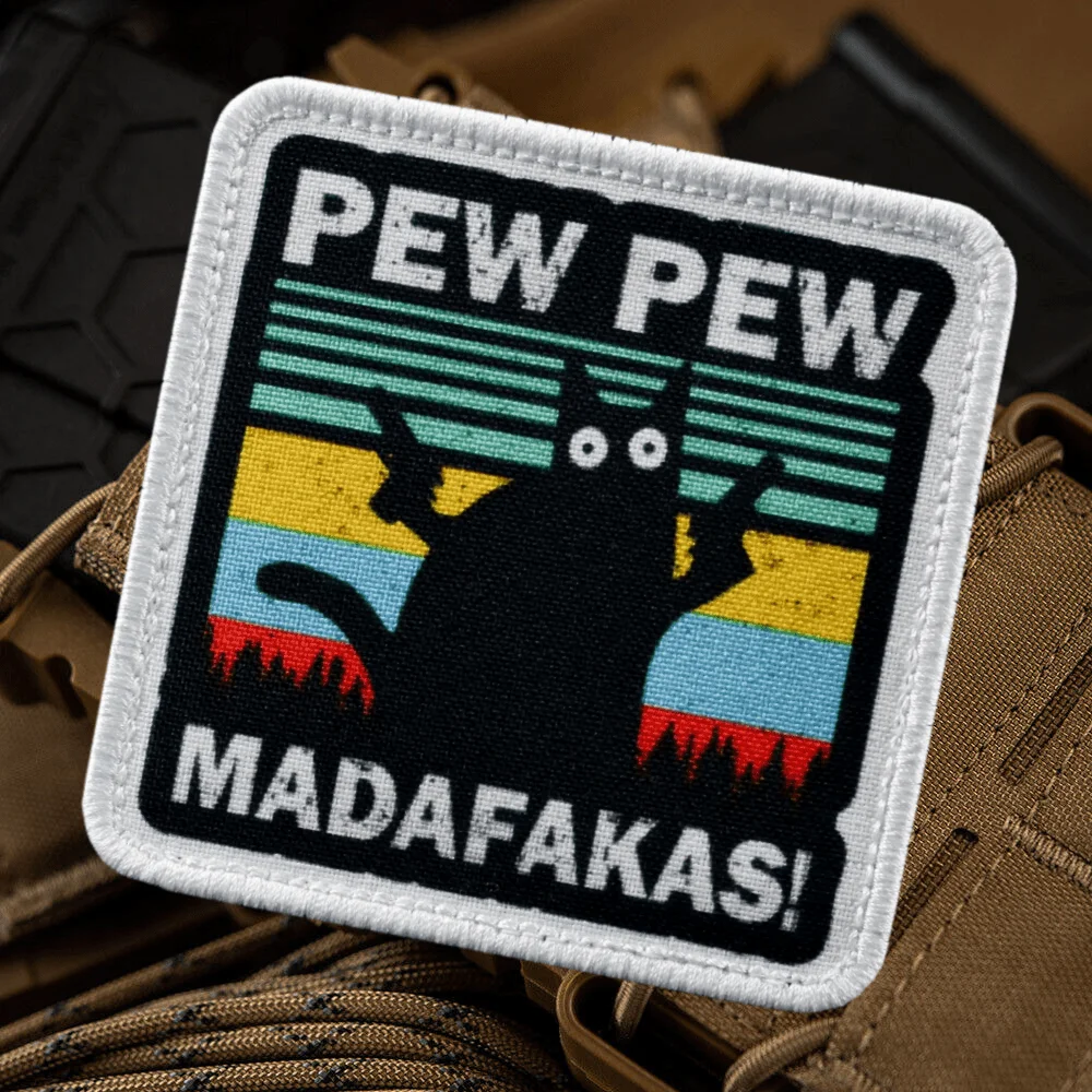 Фото PEW PEW MADAFAKAS Cat Morale нашивка с вышивкой нашивки военный значок нарукавная повязка на крючок и петля эмблема наклейки на рюкзак №2