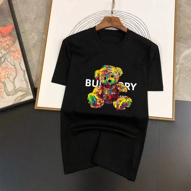 

2023 New Men Women Cool Cartoon Bear T-Shirt Luxury 100% Cotton Brand Tops Summer Oversized T Shirts Couple Leisure Streetwear