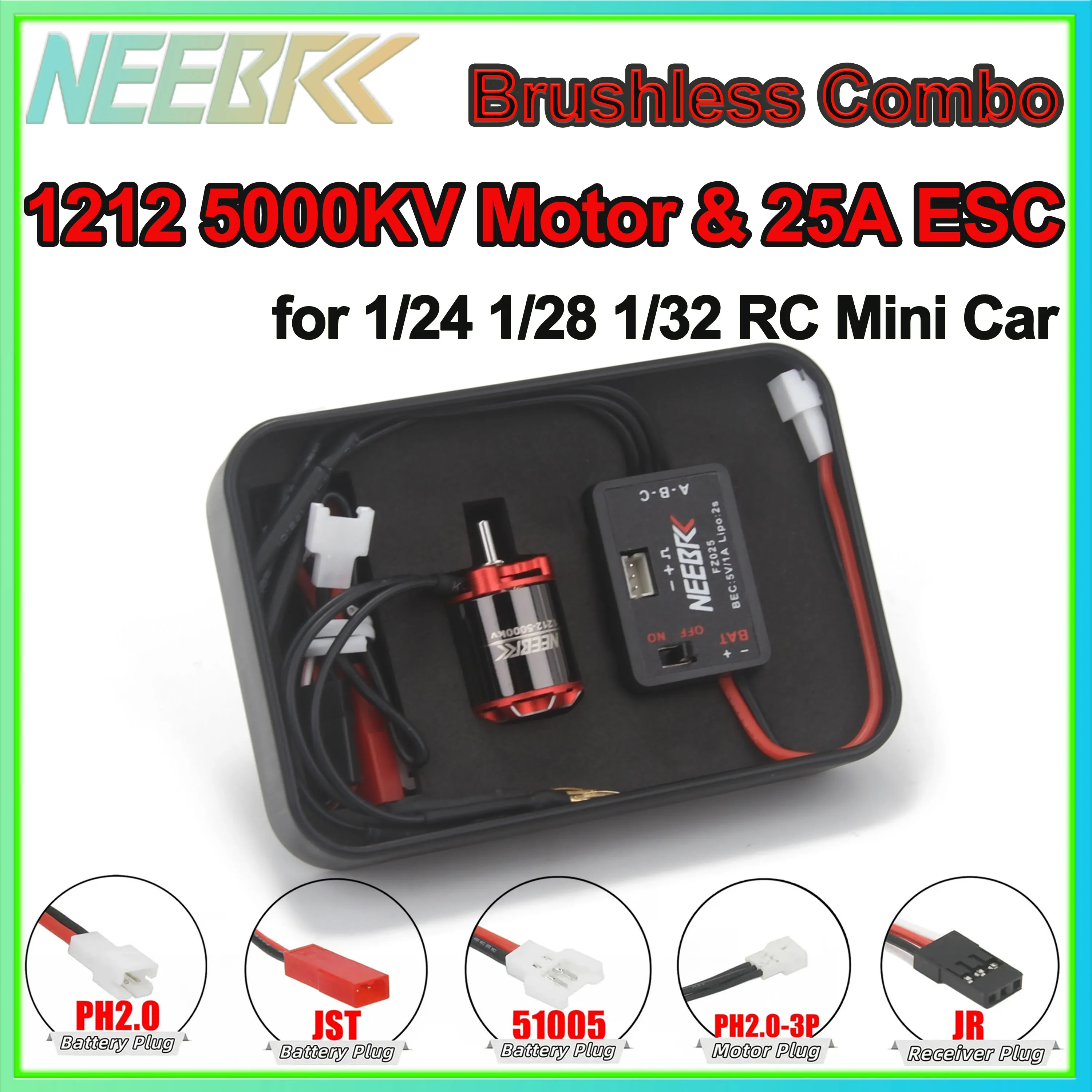 Фото Бесщеточный двигатель NEEBRC 1212 5000KV, регулятор скорости 25A ESC, 2S BEC 5V/1A для радиоуправляемых мини-машинок 1/24, 1/28, 1/32 (для скалолазания, дрифта), запчасти для тюнинга №1