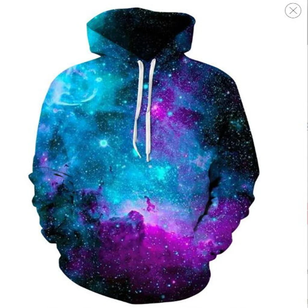 

2023 Spring and Autumn New Galaxy Universe 3D Digital Printing Men's Fashion Casual Long Sleeve Sweater Hoodie Loose Large Coat