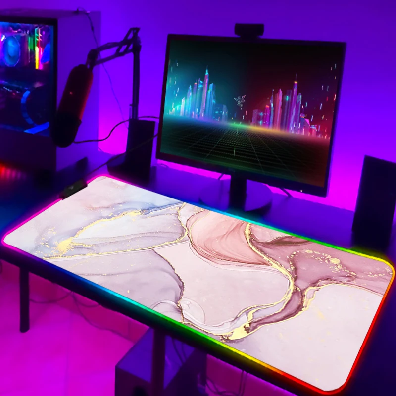 

Мраморный коврик для мыши RGB с подсветкой, Настольный коврик, персонализированный игровой коврик для мыши для ПК, большой игровой коврик Rgb, ...