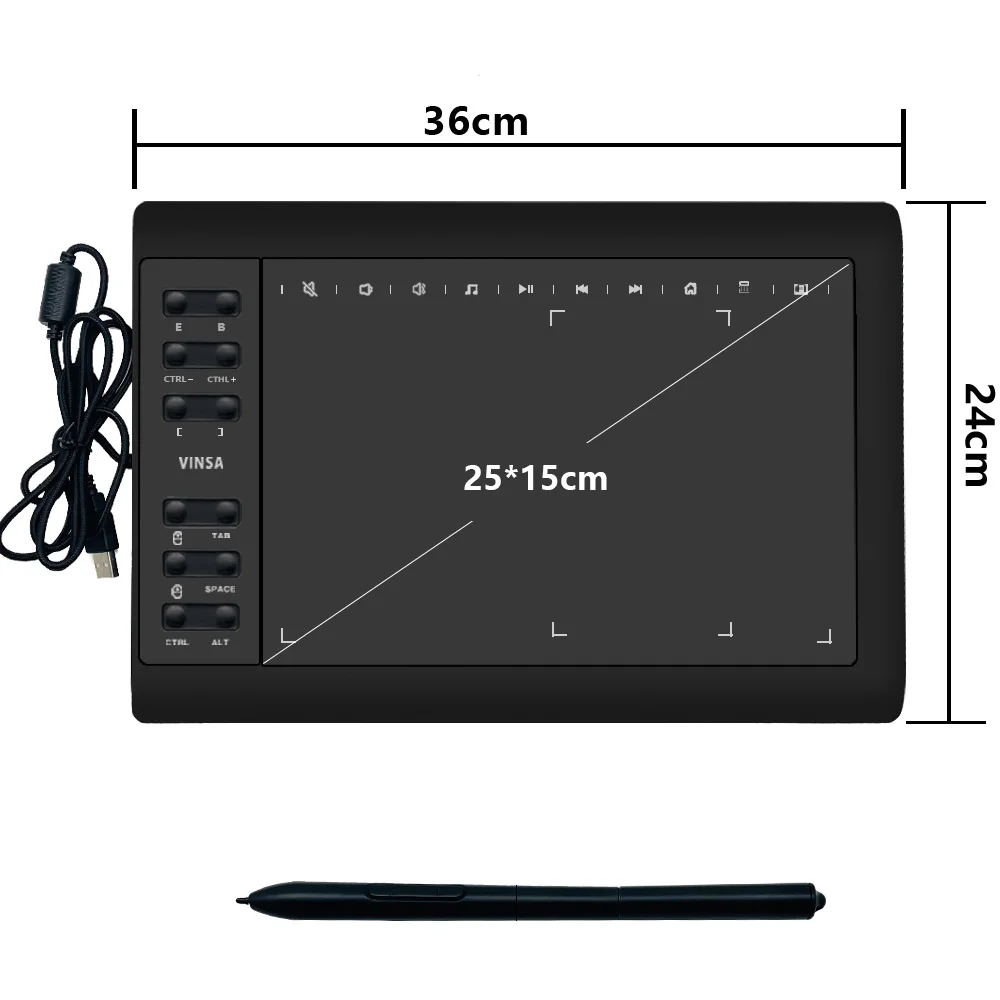 Графический планшет для рисования с безбатарейным стилусом чувствительность к