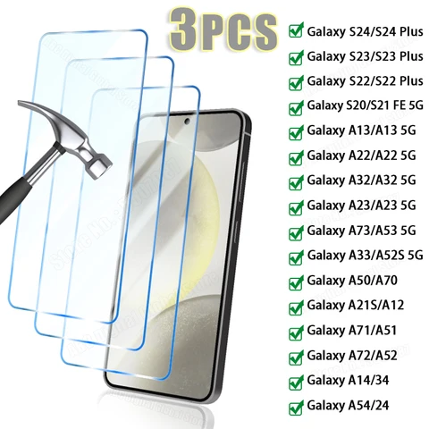 Защитное стекло для Samsung A54/A14/A34/A24/A12/A21S/A13/A53/A73/A22/A32, 3 шт