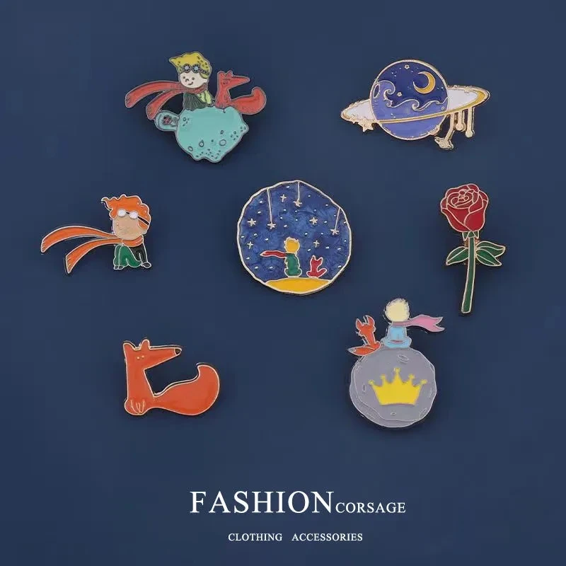 

The Little Prince Fox Rose Classic Fairy Tale Enamel Brooch Le Petit Prince Pins Alloy Metal Fashion Men Women Children Gift