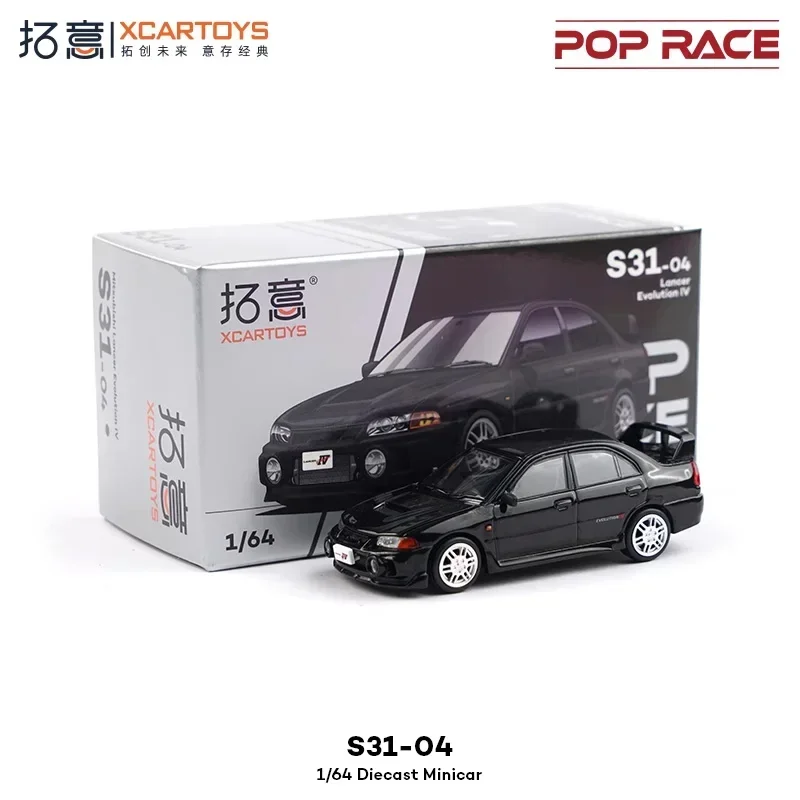 Фото Xcartoys x POP RACE 1:64 Черные литые модели автомобилей Lancer Evolution IV №1