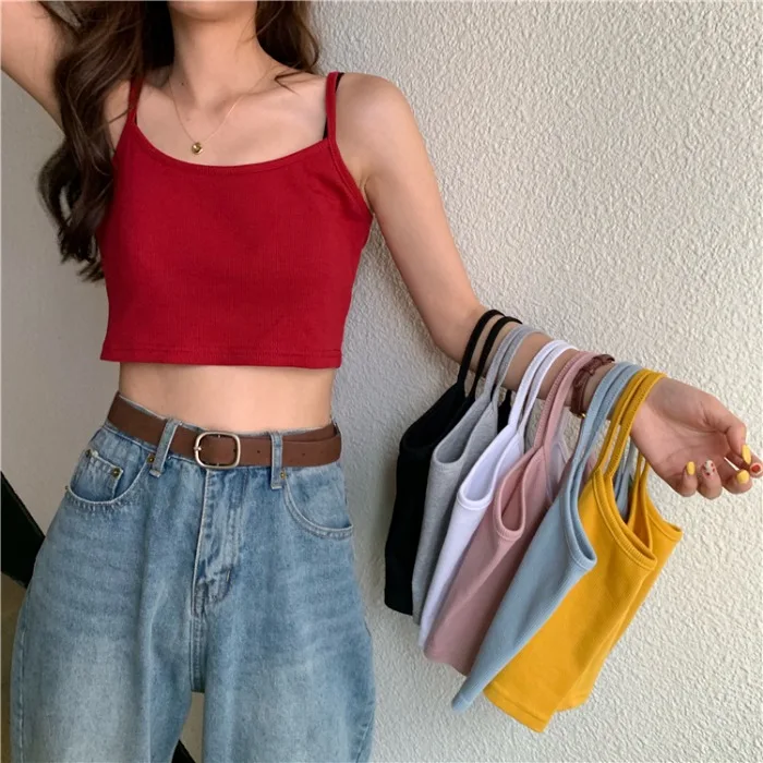 

Summer Korean slim slim slim suspender vest feminine look out be careful machine Hong Kong chic short top fashion