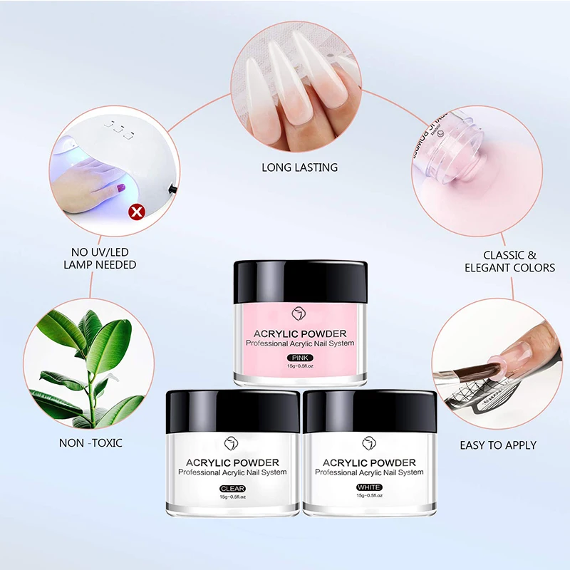 Порошок для акриловых ногтей и жидкость мономер для декора ногтей искусства в наборе для маникюра с кристальной блесткой 3D, набор инструментов для вырезания советов