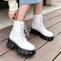 platform women shoes 2022 winter trend designer luxury high heel casual boot tube plus size punk lace up low boots