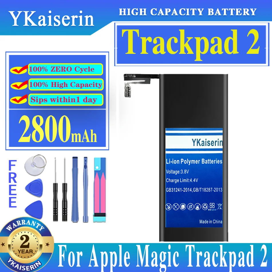 

YKaiserin New Battery For Apple Magic Trackpad 2 A1542 020-8446 Touchpad Accumulator 2800mAh Li-Polymer Replacement Batterie