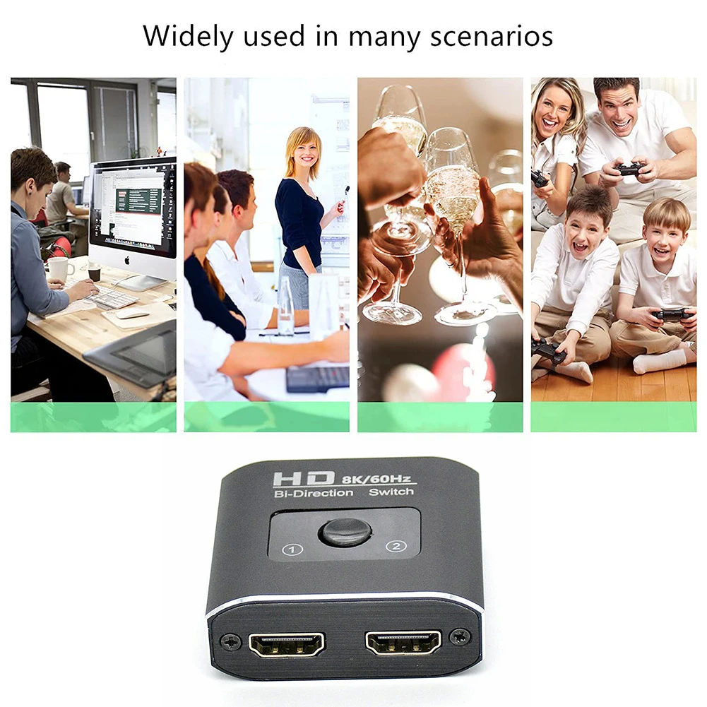 

Адаптер преобразователя 8K 60 Гц HDMI-совместимый 2x 1/1x2 сплиттер конвертер адаптер мама-мама 2 порта для телеприставки компьютера