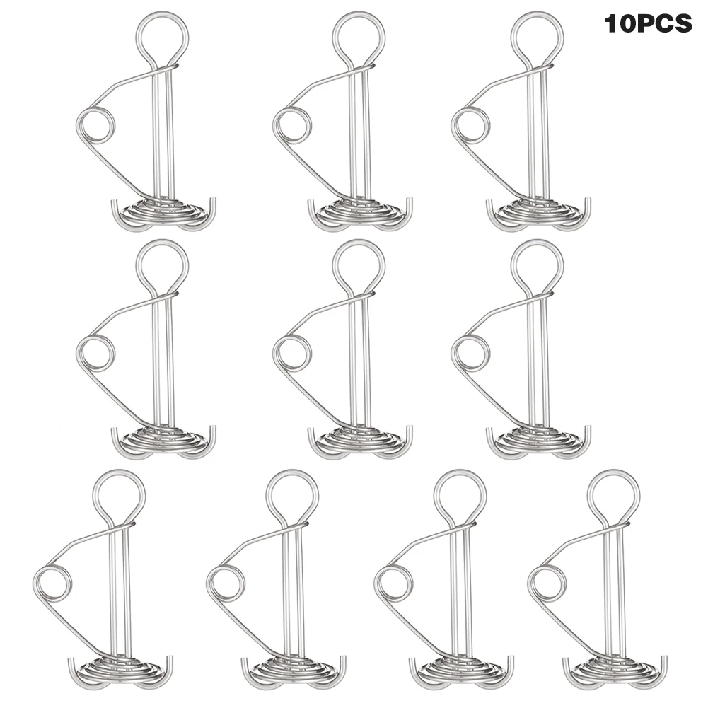 

10pcs Buckle Practical Stainless Steel Adjustable Fishbone Silver Portable Deck Anchor Pegs Camping Tent Hiking With Spring