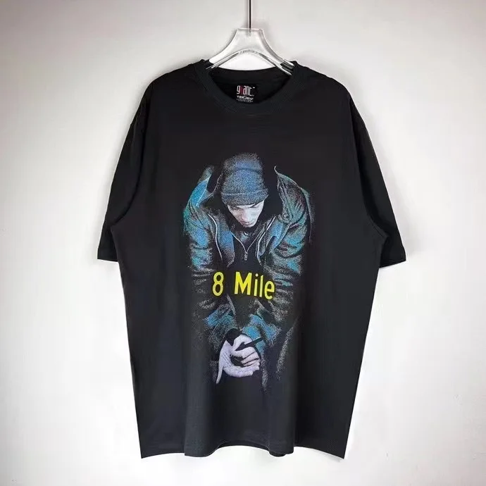 Vintage T Shirt Men Women Best Quality O Neck Tee Eminem 8 Mile High Street Hip Hop Short Sleeve T-Shirts
