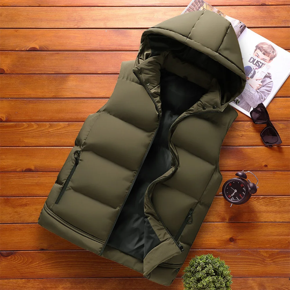 

Vest Fashion Hooded Clothing Puffer s Sleeveless Jacket Outdoor Wear Warm Waistcoat Men Coats Plus Size 7XL