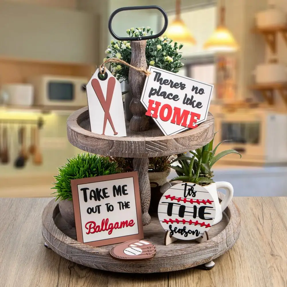 

Tiered Tray Decor 1 Set Unique Comfortable Touch Non-slip Handle Seasonal Decoration Kitchen Standing Sign Home Decoration