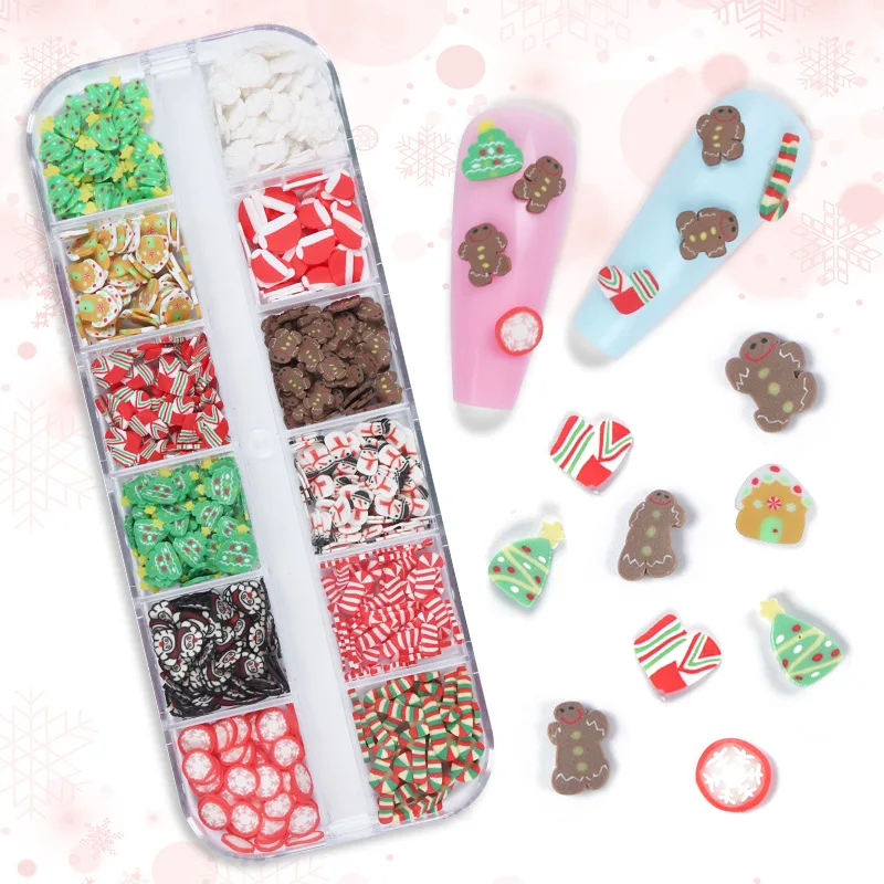 

Christmas Nail Art Decoration Charms 3d Kawaii Rhinestones Press on Nails Winter Snowflake Cute Parts Accessories Manicure