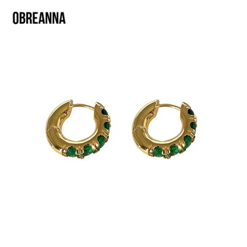 

Earrings For Women French Style Micro Inlaid Zircon Colorful Crystals Circle Ear Clip Female Ins Light Luxury Minority Design