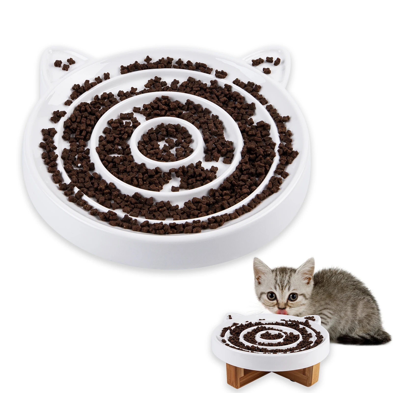 

Миска для медленного кормления домашних животных, керамическая кормушка для животных, керамическая миска для здорового питания, диета для ...