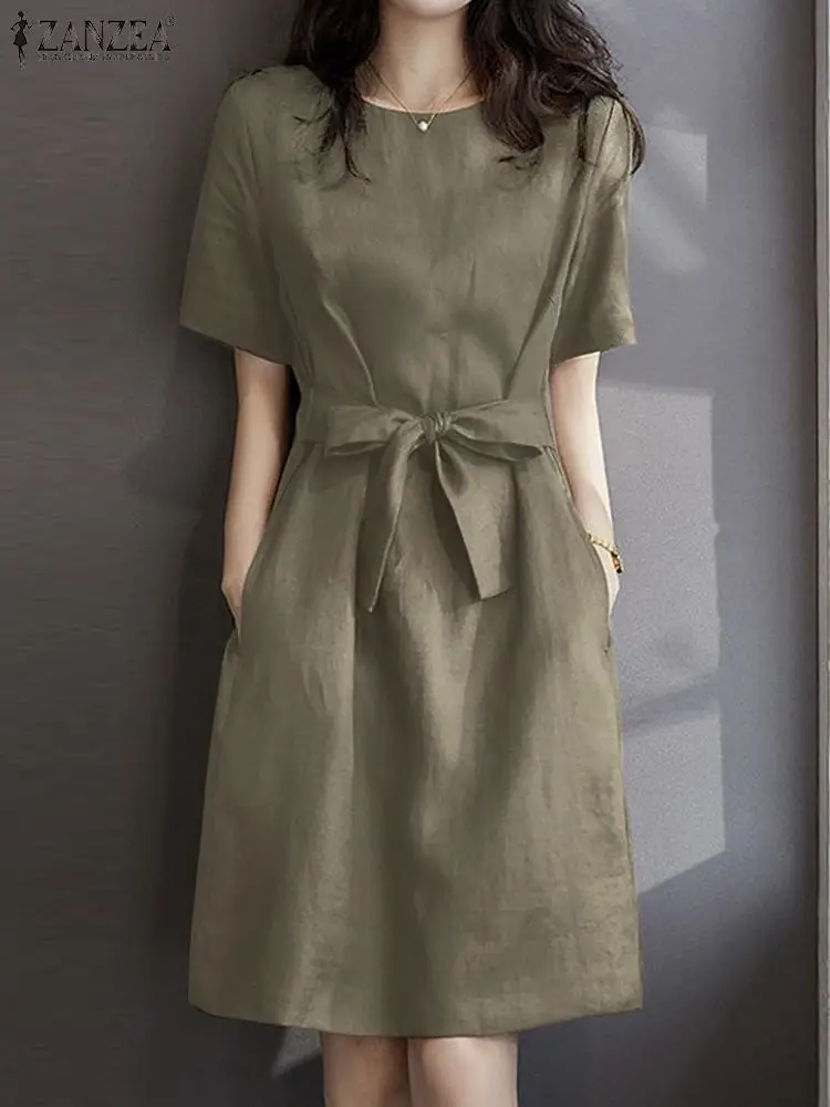 

Платье ZANZEA женское свободного кроя, элегантный винтажный сарафан для работы, модный Дамский праздничный кафтан, большие размеры, лето 2022