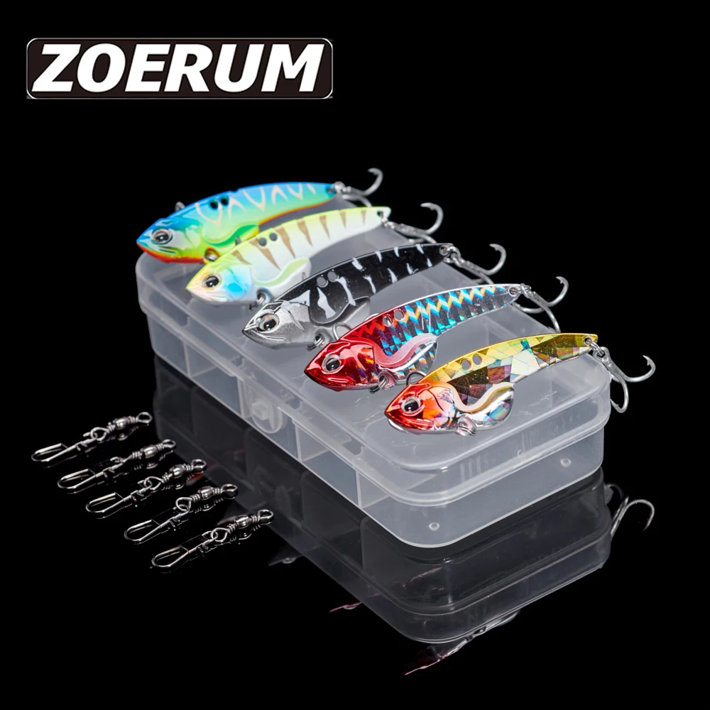 

5pcs Jigging Metal Hard Bait Vib Balancer Spoon Spinner Painting Wobbler 10.9g 60mm Fishing Lure Sets Jig Vibration Artificial
