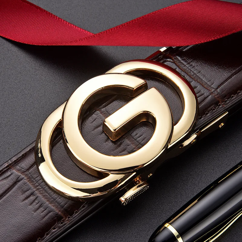 

2022 Fashion Mens crocodile pattern belt men's luxury automatic zinc alloy buckle brand cowhide leather belts GG male waistband