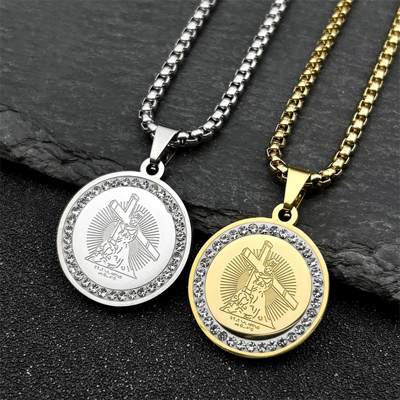 Ожерелье с крестом Девы Марии Jeus для женщин и мужчин цепочка из нержавеющей стали