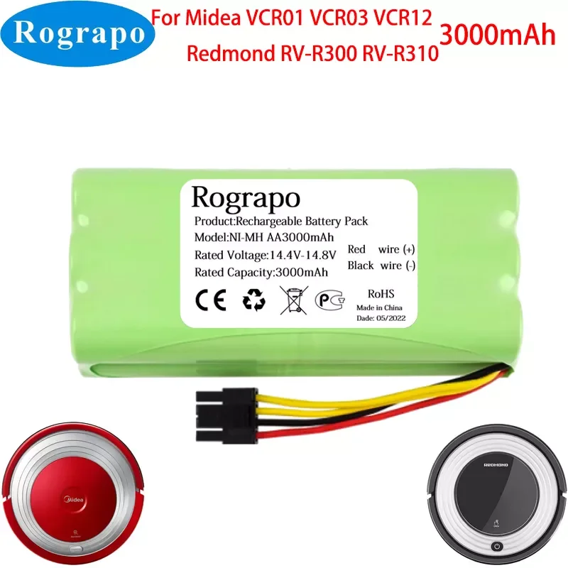 

New 3000mAh Battery For Midea VCR01 VCR03 VCR12 Midea R1-L083B R1-L081A R1-L085B Redmond RV-R300 RV-R310 Robot Vacuum Cleaner