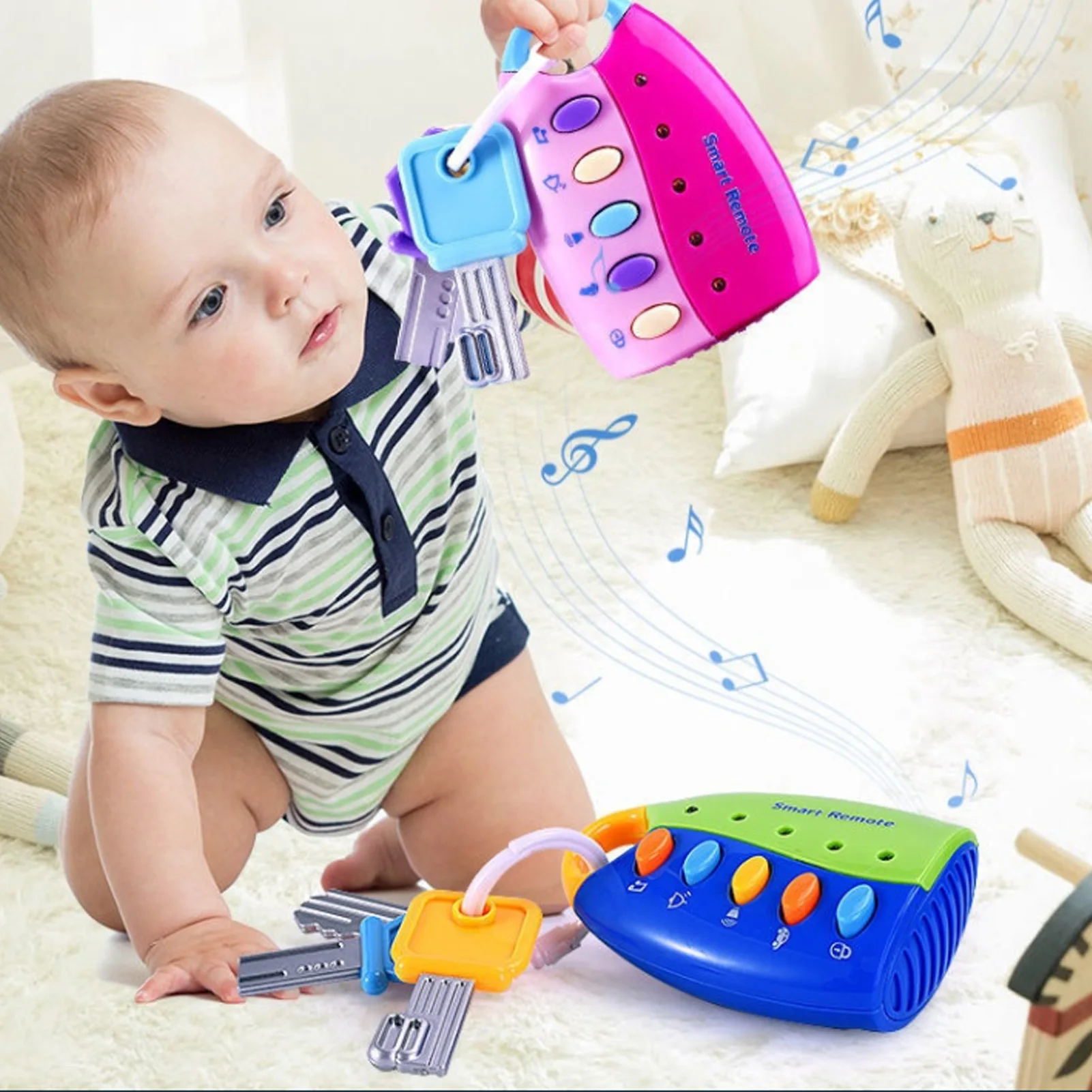 

Toy Keys For Babies Flash Music Smart Remote Car Key Toy Pretend Play Musical Car Keys For Toddlers 12 Months Early Educational