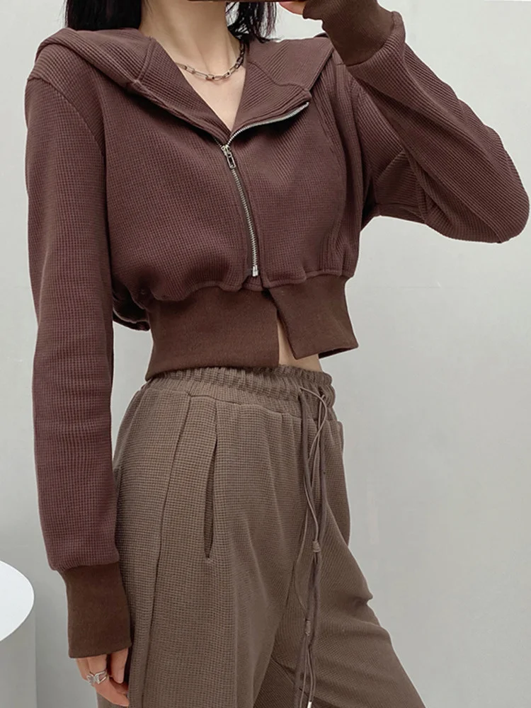 

Sweet High Waist Short Sweatshirt For Women In Autumn Winter Fashion Cardigan Top Spice Girl Casual Hooded Tops Sweet A8VN