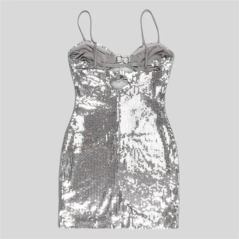 Модные летние платья новинка 2024 мини-юбка на бретелях с блестками сексуальные