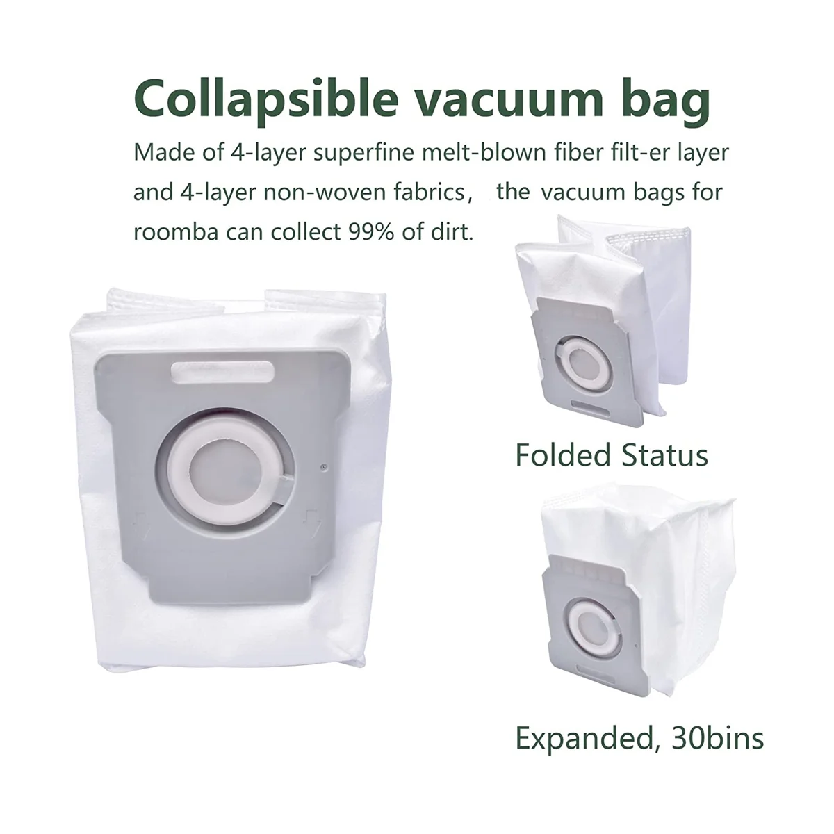 

18 Pack Vacuum Bags for Irobot Roomba I3 I4 I6 I7 I8 J7 S9 I and S Series Clean Base Automatic Dirt Disposal Bags