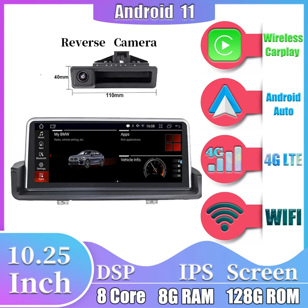 

Мультимедийный видеоплеер на платформе Android 11 с сенсорным экраном 10,25 дюйма и GPS-навигацией для BMW 3 серии E90 E91 E92 E93 2005-2012, автомагнитола