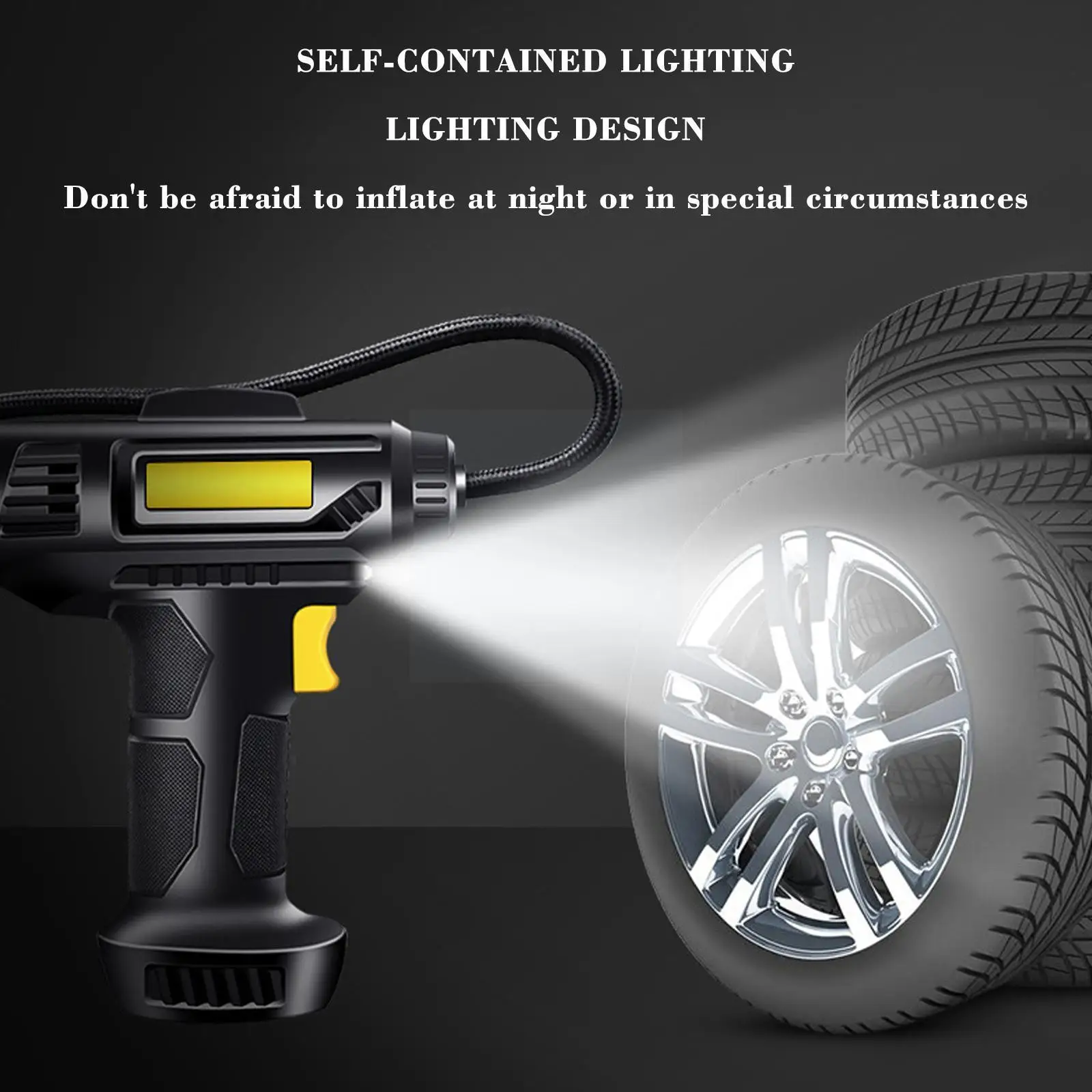 

120W Car Rechargeable Cordless Air Pump Car Air Pump Auto Portable Digital Pump Tire Compressor Electric Tire Inflatable Ca R6L0