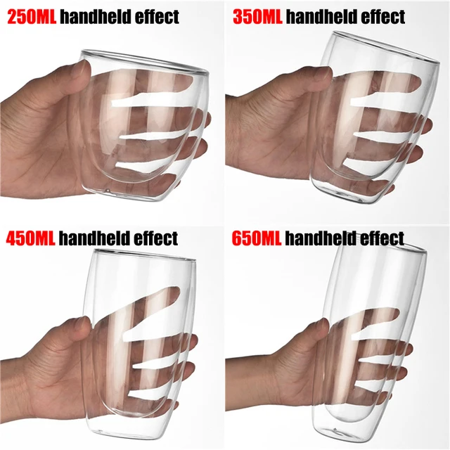 80ml-650ml Double Insulated Glass Coffee Cup Milk Cup Creative Healthy Cold Drink Transparent Glass Double Layer Heat Resistant 6
