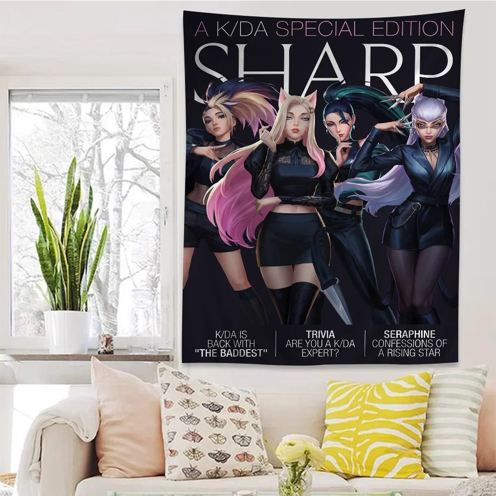 L-LOL-KDA Kaisa Ahri Akali Аниме Гобелен Богемный Настенный Декор Индийский Дизайн Будды