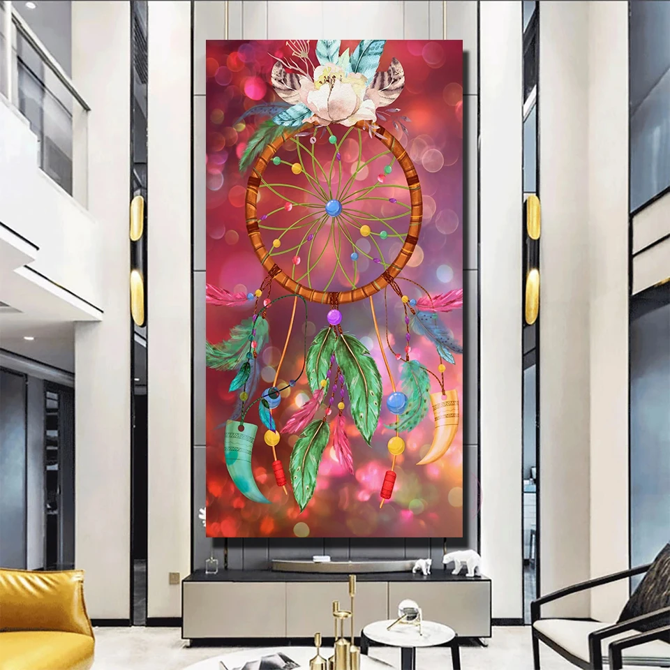 

Diamond Mosaic Heart-shaped Dream Catcher 5D diamond Embroidery sale rhinestone decoration puzzle large Diamond Painting X417