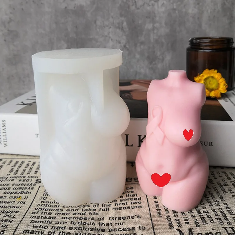 

D0131 NEW Erotic Naked Nude Girl Female Figure Curvy Body Candle Mould 3D Woman Torso Silicone Mold to Cancer Countil
