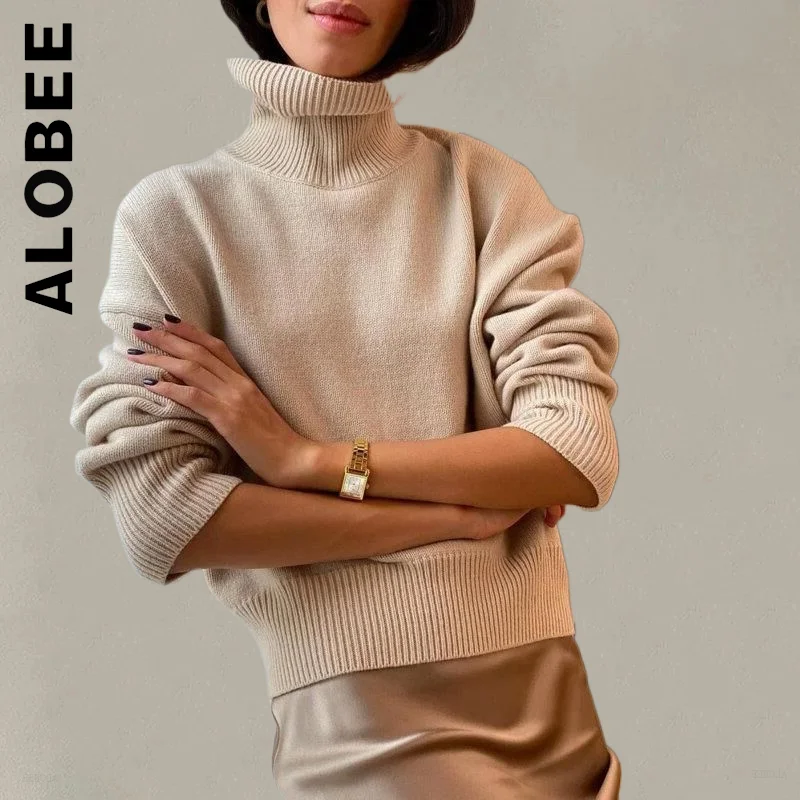 

Женский трикотажный свитер-водолазка Alobee, новинка, дешевые свитеры для отдыха, Женский шикарный мягкий вязаный свитер, стильный женский сви...