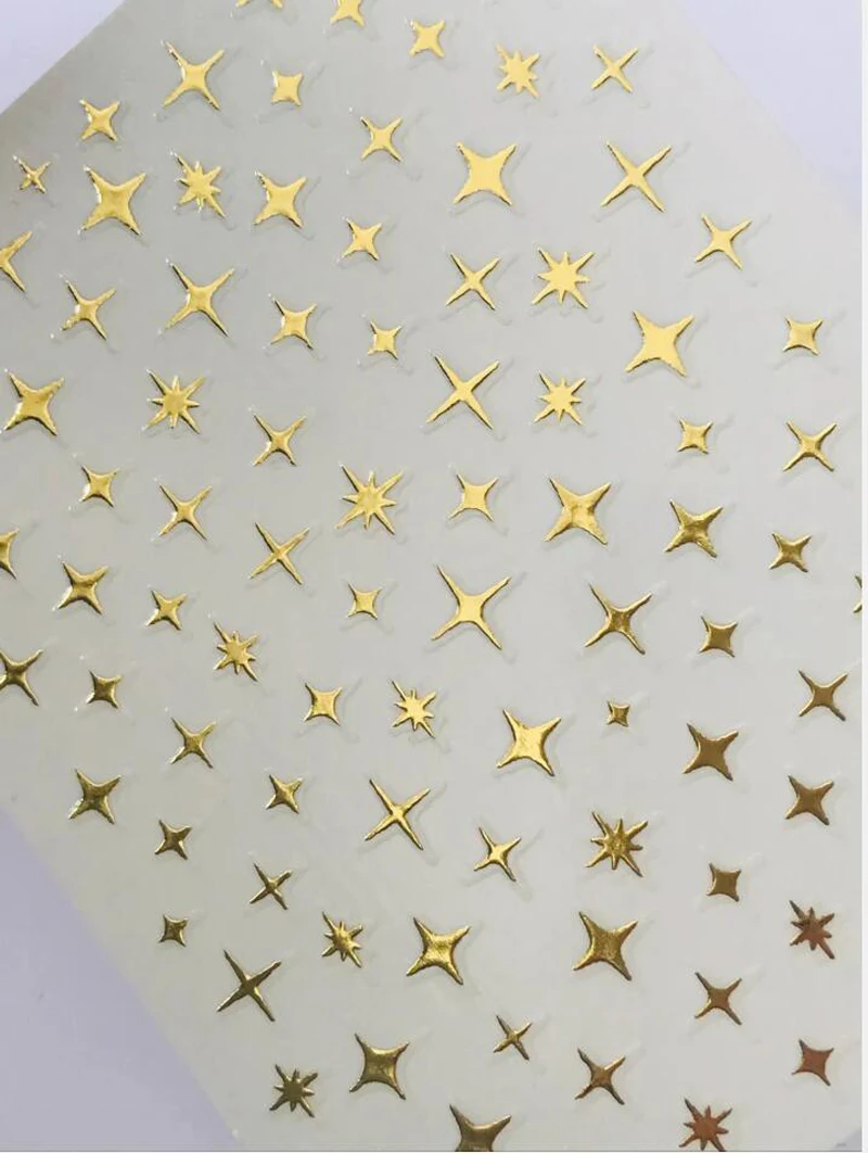 

3D Silver/Rose Gold Hollow Cross Star Nail Art Stickers Design Self-Adhesive Hollow Cross Star Nail/Body Art Decor Sticker