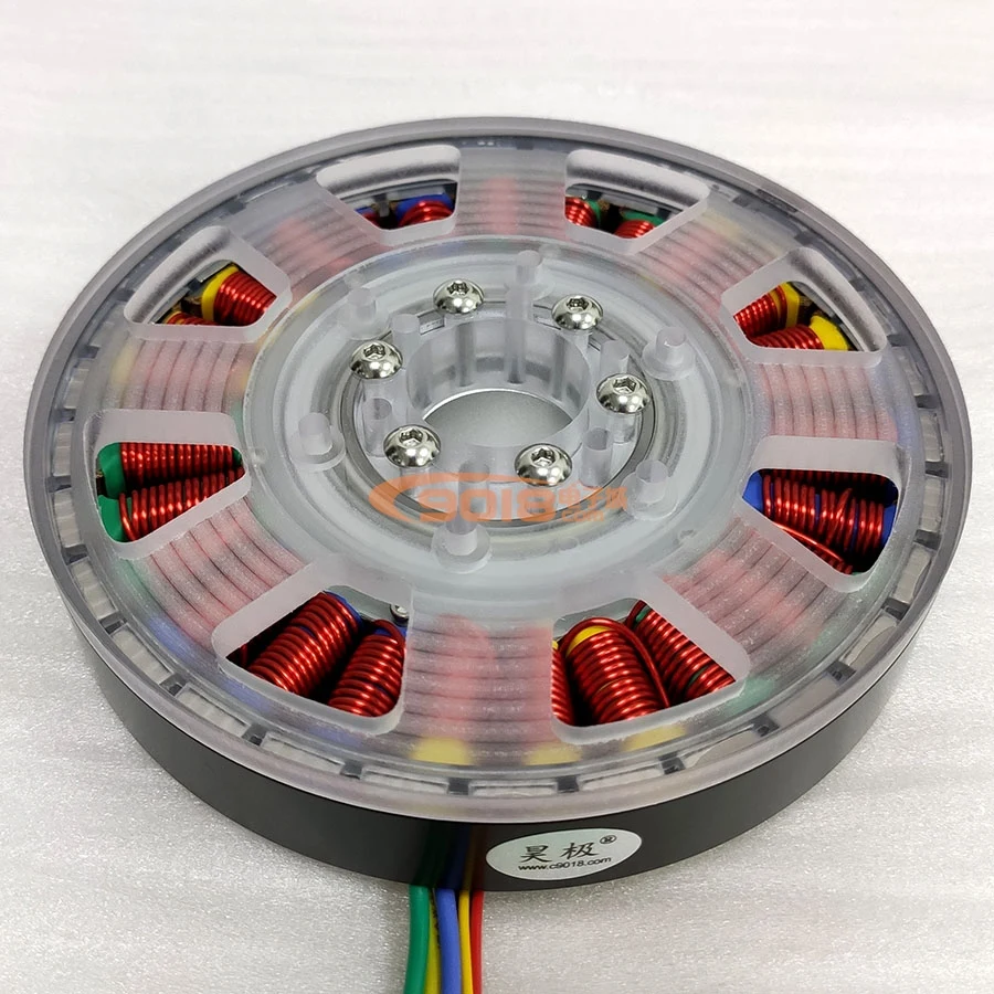Haoji 400W Small Hollow Shaft Permanent Magnet DC Brushless Motor Hall Flat Ultra-thin Disc Generator