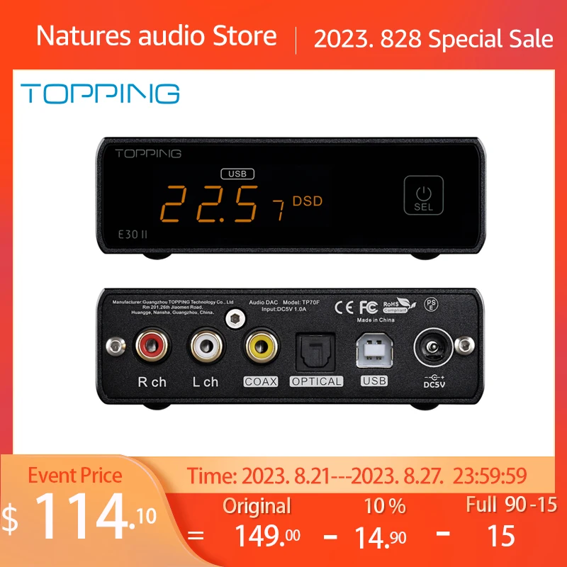 

Настольный декодер TOPPING E30II E30MKII HIFI, Двойной ЦАП AK4493S, аудио предусилитель USB DSD512